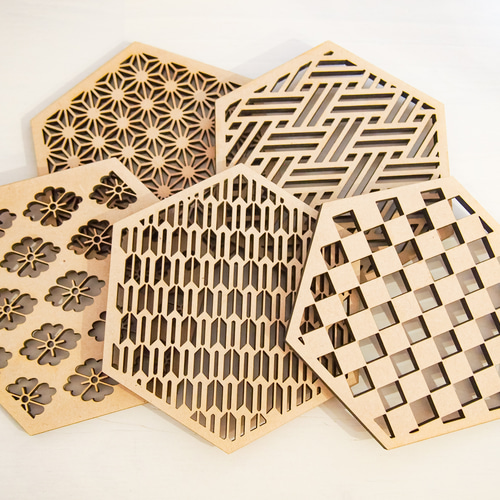 着物リメイク・和柄コースター・ミニ敷物５枚セット・④ MDF木製和柄コースター5枚セット/手土産プレゼントに その他インテリア