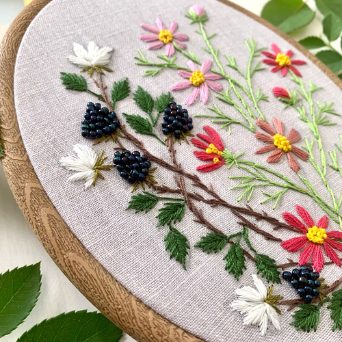 ☆ミュゲです☆秋桜便り2024 コスモスガーデンの刺繍　タペストリー ☆ミュゲ様専用です☆秋桜便り2024 コスモスガーデンの刺繍