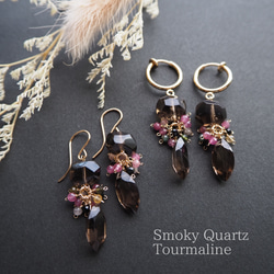 1点限定】レインボーフローライト×ハーキマーダイヤモンドピアス14kgf