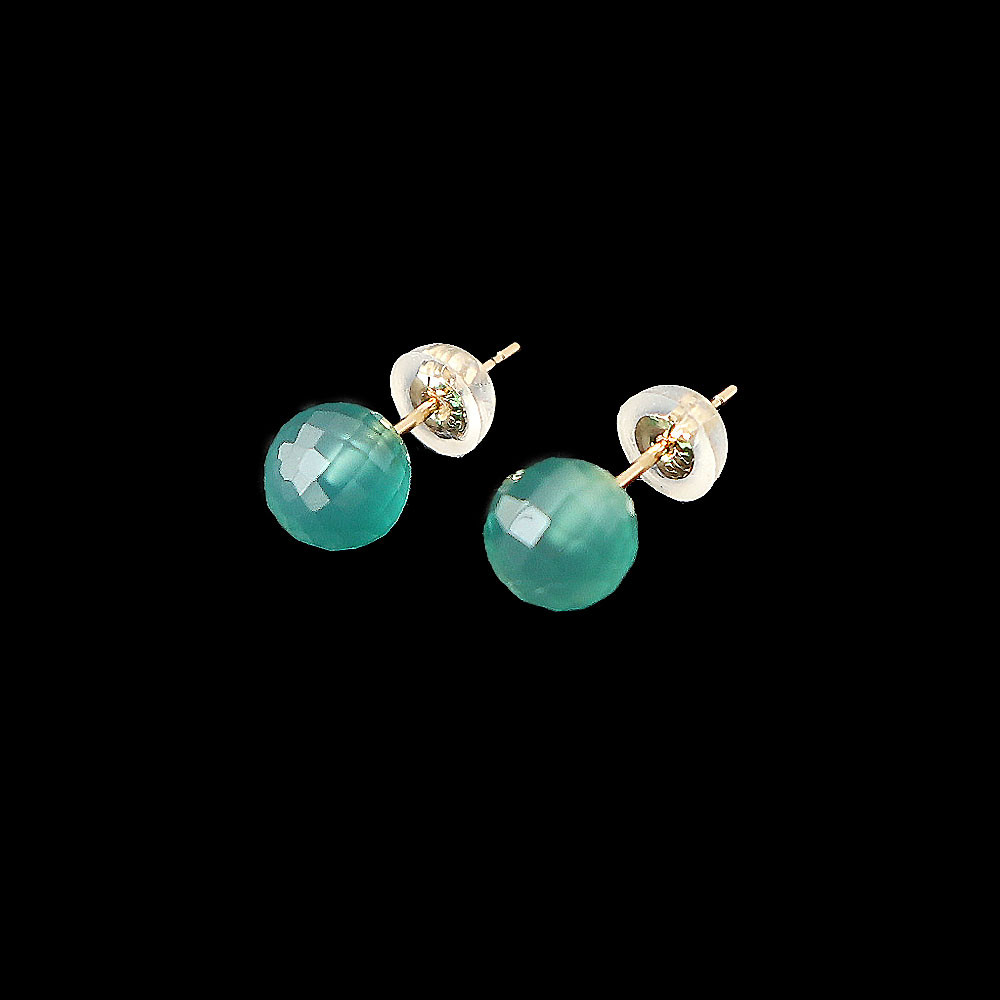 【 k18金ピアス】グリーンオニキス ラウンドカット 約5.5-6mm K18金スケルトンキャッチ付 スタッドピアス