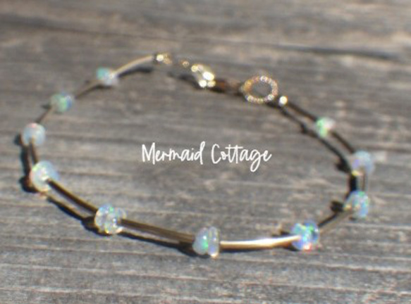 *14kgf*Opal Delight Gold Tube Bracelet オパール＆14カラットゴールドフィルド 3枚目の画像