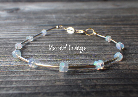 *14kgf*Opal Delight Gold Tube Bracelet オパール＆14カラットゴールドフィルド 5枚目の画像