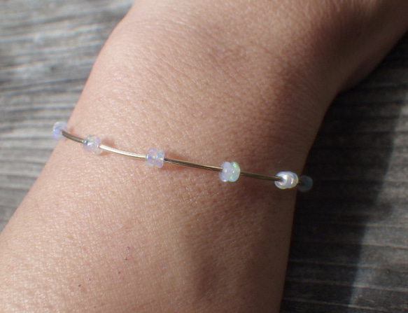 *14kgf*Opal Delight Gold Tube Bracelet オパール＆14カラットゴールドフィルド 12枚目の画像