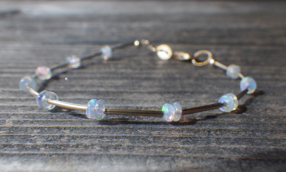 *14kgf*Opal Delight Gold Tube Bracelet Opal &amp; 14 克拉黃金填充 第11張的照片