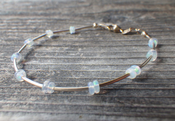 *14kgf*Opal Delight Gold Tube Bracelet オパール＆14カラットゴールドフィルド 16枚目の画像