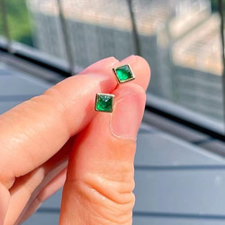 天然エメラルドピアスk18 ピアス（スタッド・一粒） パール大好き(購入 