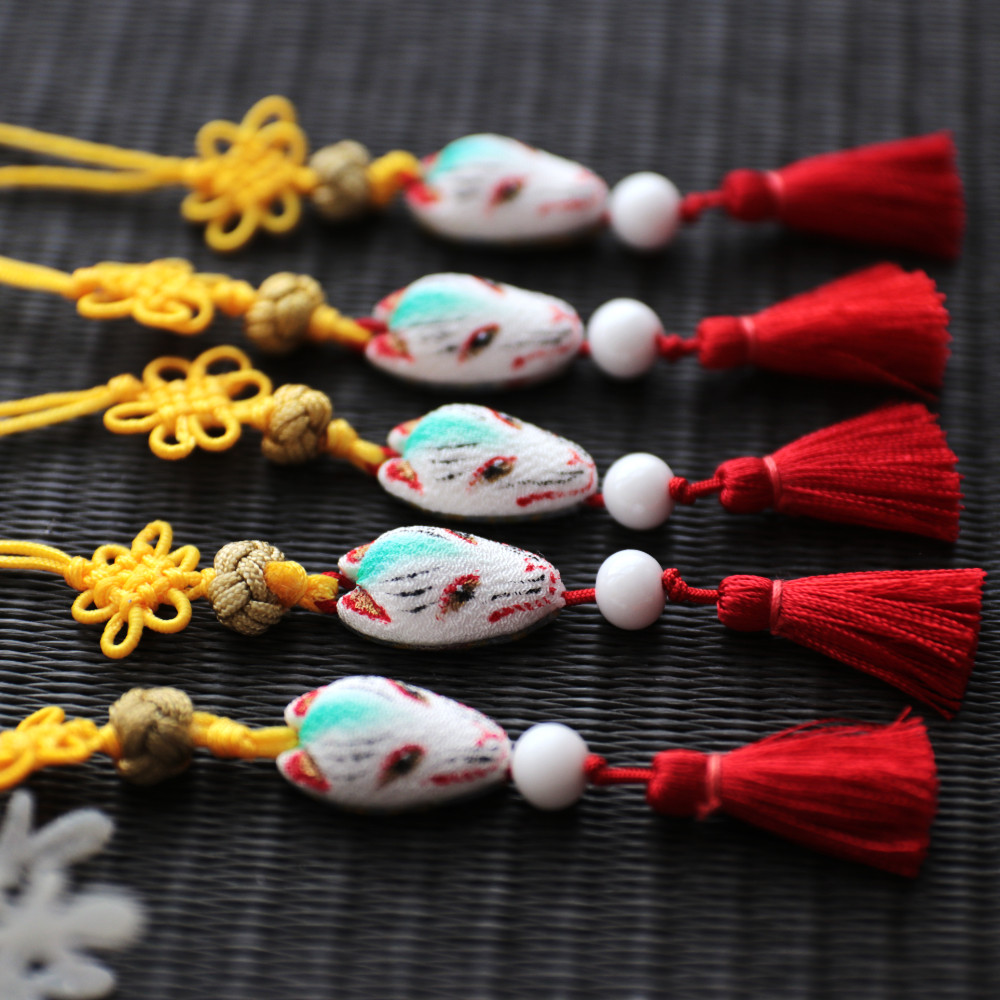 狐の嫁入り（6匹）縮緬細工・古布・ハンドメイド・置物