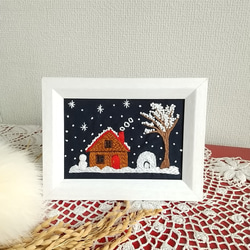 刺繡フレーム　冬　雪景色 1枚目の画像