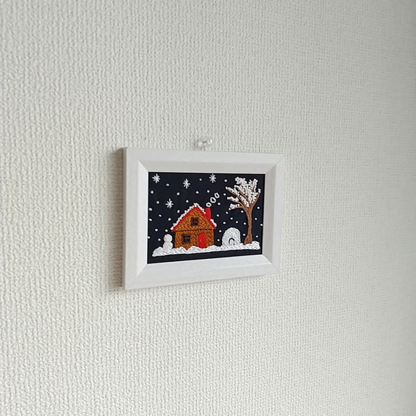 刺繡フレーム　冬　雪景色 3枚目の画像