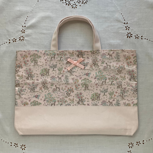 バンビ柄 リバティ＊エッタ レッスンバッグ 30×40 マチ付き