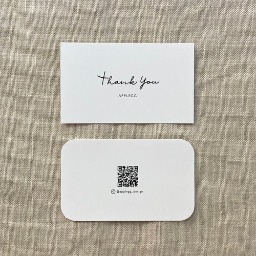 定番】名入れサンキューカード〈シンプル〉 100枚 書体が選べる QR