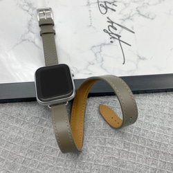 【2022年新色】Apple Watch アップルウォッチ バンド ライトブルーのダブルリング本革ストラップ 4枚目の画像