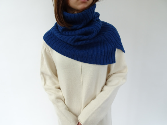 &lt;4 色&gt; 100% 羊毛領/肩羅紋保暖衣 &lt;卡普里藍&gt; 第10張的照片
