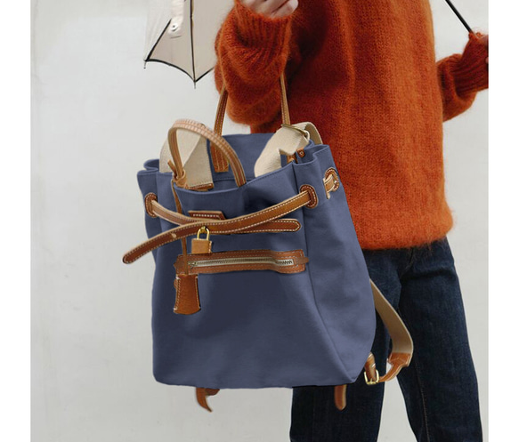 帆布×革の組み合わせ」手作りの2wayトートバッグラシック