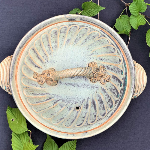 土鍋　陶器　スキレット　青緑色　ハンドメイド(4) 6898d6817836a510ff0bcce10c76c5