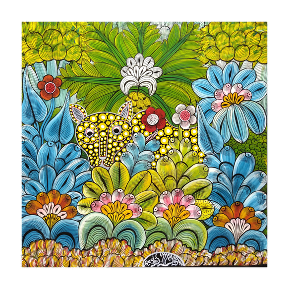 アフリカ絵画『 Leo in jungle 』ティンガティンガ by Rashid