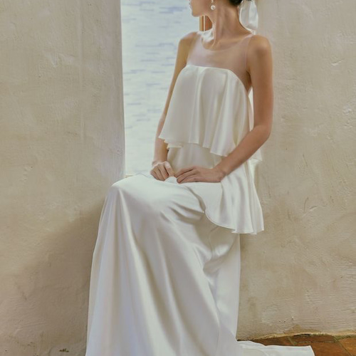 ウエディングドレス レトロ ティアード 二次会 前撮り 後撮り ドレス  