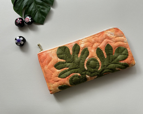 L字ファスナー長財布 秋色のウル【マチ付きです♪】ハワイアンキルト