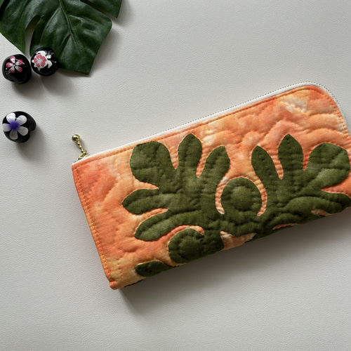 L字ファスナー長財布 秋色のウル【マチ付きです♪】ハワイアンキルト