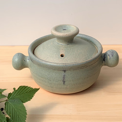 青銅釉土鍋・丸(一人用)　5号　耐熱陶器 1枚目の画像