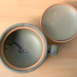 青銅釉土鍋・丸(一人用)　5号　耐熱陶器 3枚目の画像