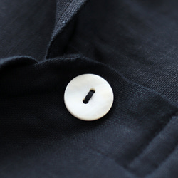 リネン ショールカラー 七分袖ワンピース ゆったりAライン （ネイビー）OP23. 10枚目の画像