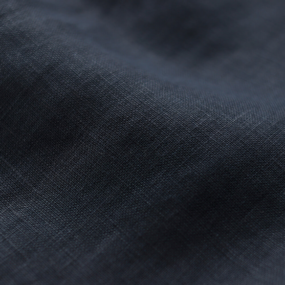 リネン ショールカラー 七分袖ワンピース ゆったりAライン （ネイビー）OP23. 9枚目の画像