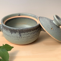 青銅釉土鍋・丸(二人用)　6号　耐熱陶器 2枚目の画像