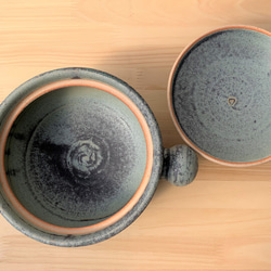 青銅釉土鍋・丸(二人用)　6号　耐熱陶器 3枚目の画像