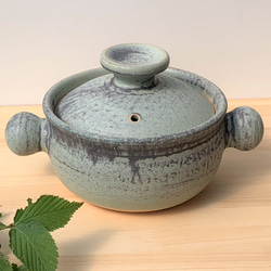 青銅釉土鍋・丸(二人用)　6号　耐熱陶器 1枚目の画像