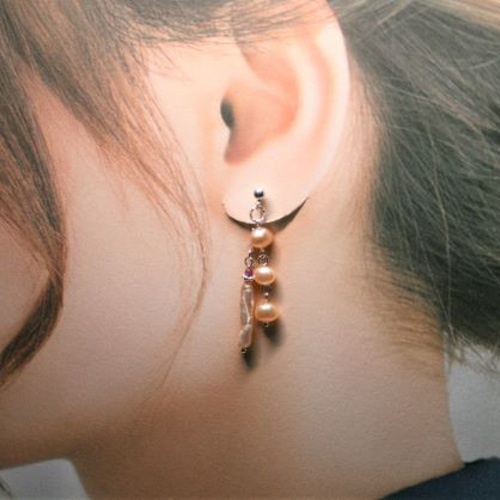 バロックケシパール】シルバー925ケシパールの2wayピアス
