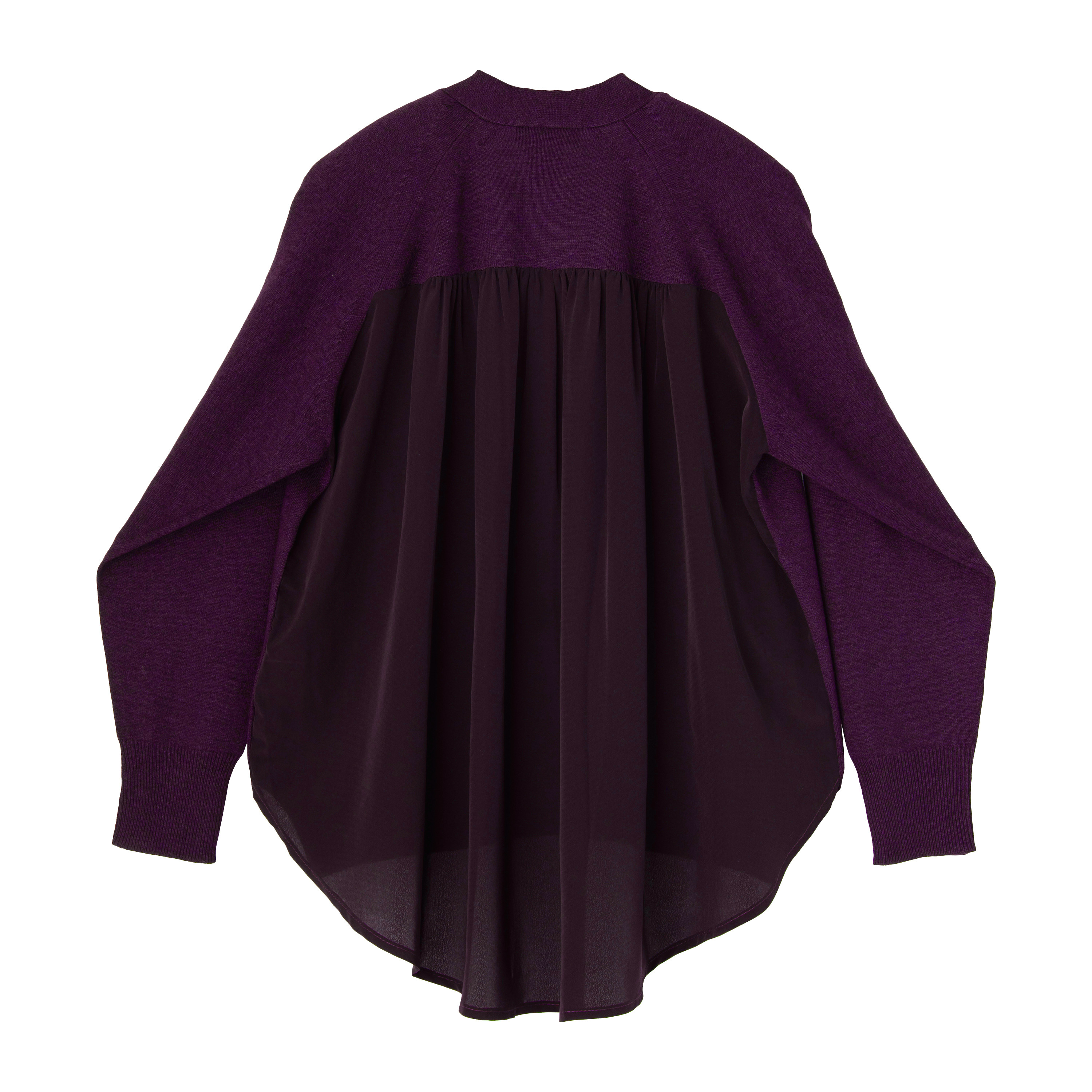 《送料無料》manymerry イタリア糸 カシミヤ混Vネックカーディガンバックシャツ PURPLE