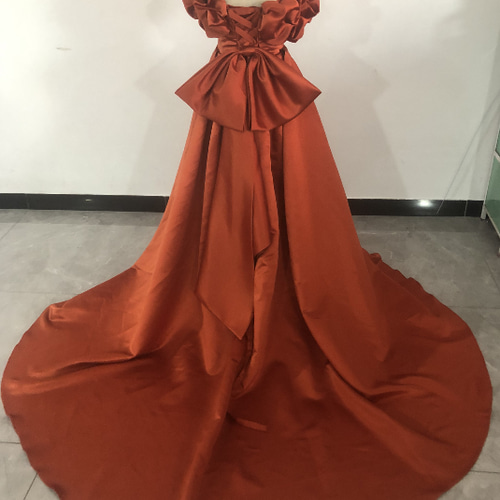 高品質！ Aライン パーティードレス テラコッタ色 前撮り 二次会 舞台  