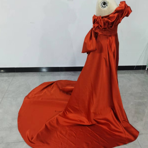 高品質！ Aライン パーティードレス テラコッタ色 前撮り 二次会 舞台  