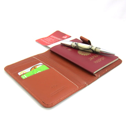 【名入れ】パスポートケース 航空券 搭乗券 エアーチケット コンパクト 薄い 海外旅行 本革 イタリアンレザー 5枚目の画像