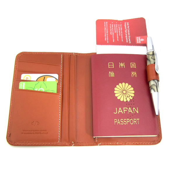 【名入れ】パスポートケース 航空券 搭乗券 エアーチケット コンパクト 薄い 海外旅行 本革 イタリアンレザー 4枚目の画像