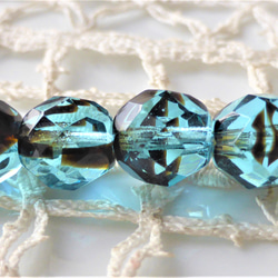 FP海と墨　チェコビーズCzech Glass Beads4個 1枚目の画像