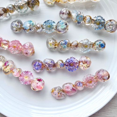新作♡選べるドライフラワーのレジンヘアクリップ♡卒業式入学式発表会