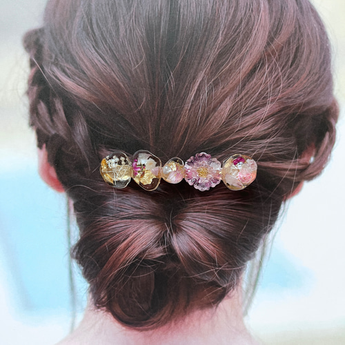 新作♡選べるドライフラワーのレジンヘアクリップ♡卒業式入学式発表会