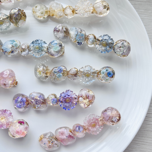 新作♡選べるドライフラワーのレジンヘアクリップ♡卒業式入学式発表会