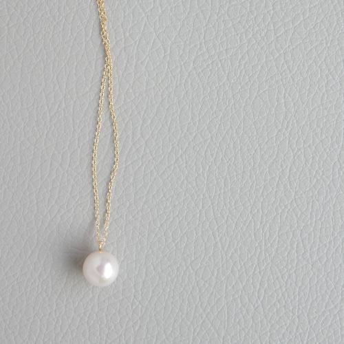 ラウンド10mm/ホワイト〗淡水パール一粒ネックレス14kgf【1204