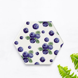 [4 件套] 吸水矽藻土杯墊彩色水果圖案六角保溫墊餐墊 第4張的照片
