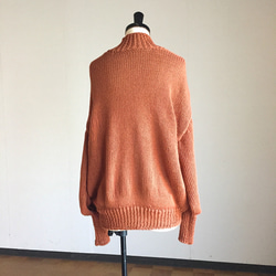 テラコッタ色　バルーン袖　ゆったりセーター　ウール100％ 4枚目の画像