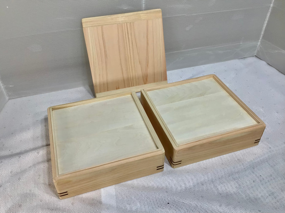 天然木　国産ひのき材　二段重箱／弁当箱／お菓子箱　手造り 6枚目の画像