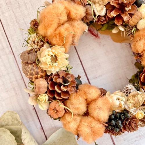 コットンと木の実のリース ドライフラワー Atelier kaori 通販