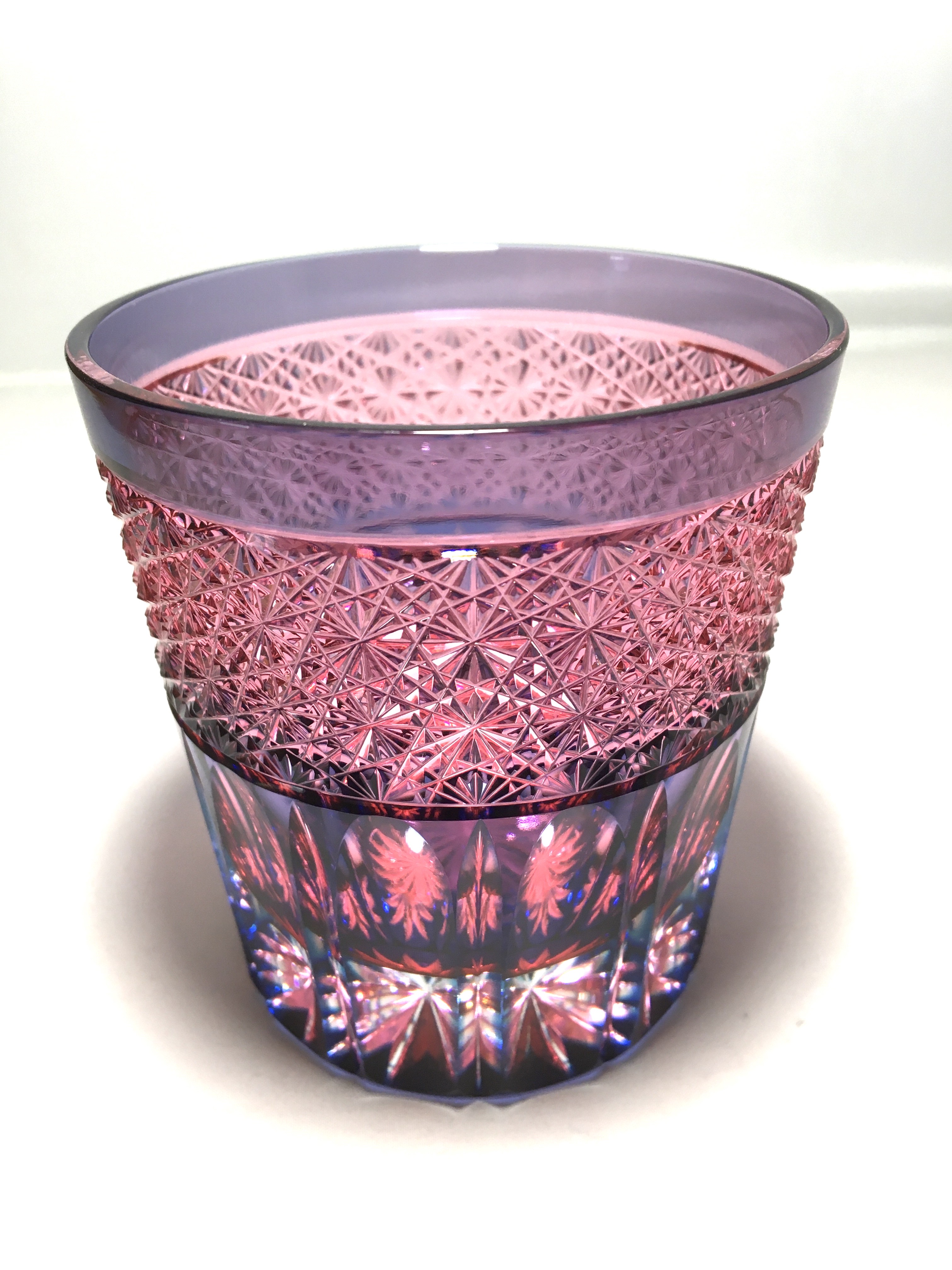 ☆新品箱入☆HOYAペアクリスタルグラス色被せ切子ロックグラス2個