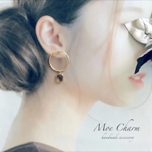 ピアス／9タイプ】* * *大人の煌めき* * * レクタングルひと粒 ピアス 