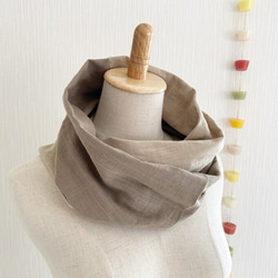 日本製造高品質雙層紗布蓬鬆夢幻圍脖雙色（沙米色 x 摩卡米色） 第2張的照片