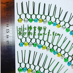 ⑨花型グリーン系★緑色ワイヤー☆葉挿しピン４０本　 2枚目の画像