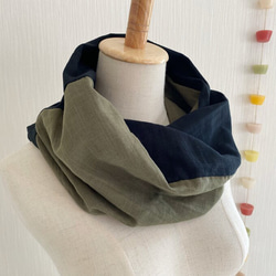 ♡日本製造♡優質雙層紗布製成的蓬鬆夢幻的圍脖♡雙色（卡其色x黑色） 第6張的照片